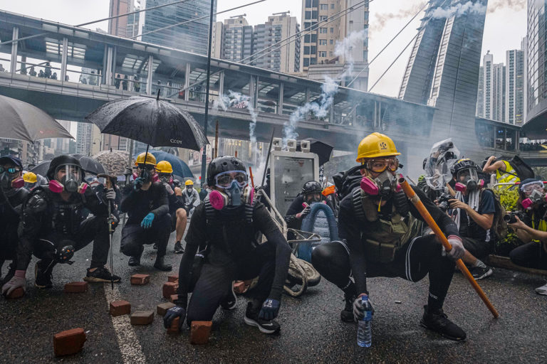 Protestierende und Polizei treffen aufeinander: Hongkong im August 2019.